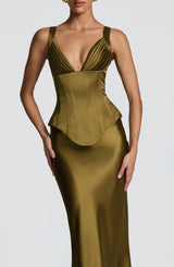 Rowan Corset - Deep Olive Tops Babyboo Fashion Premium Exclusive Design