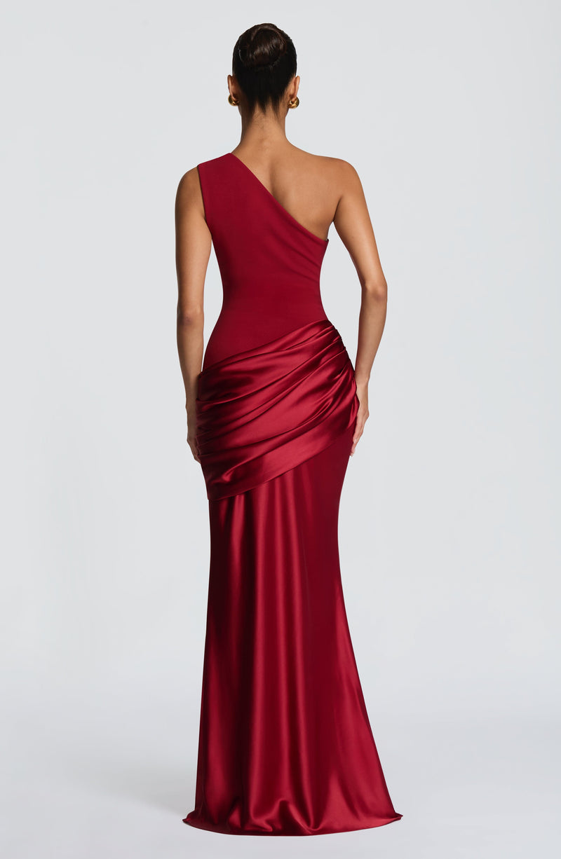 Sadona Maxi Dress - Deep Red Satin Crepe Sadona Maxi Dress - Deep Red Satin Crepe