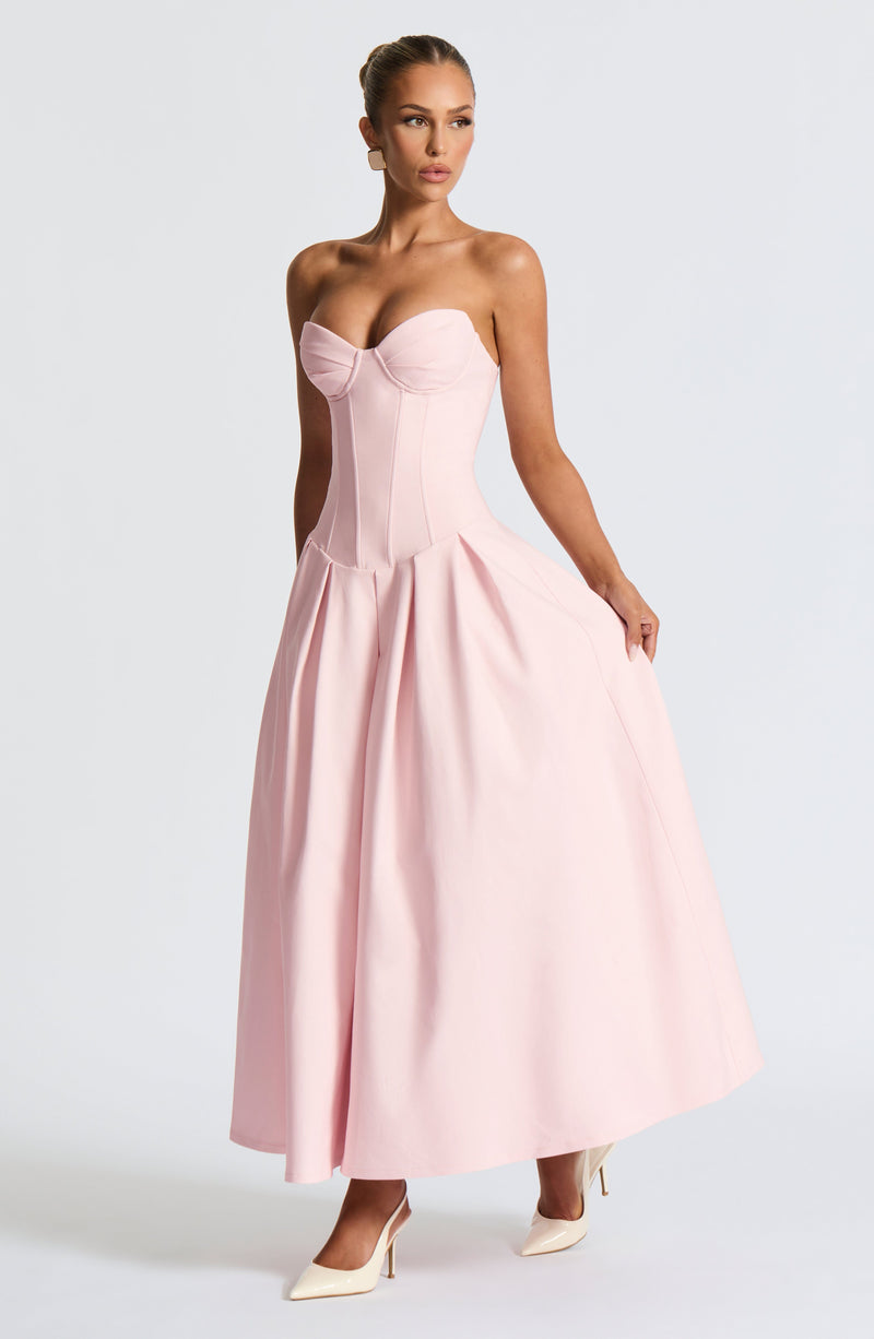 Salma Midi Dress - Blush | Babyboo Fashion - Elegant Pink Midi Dress Salma Midi Dress - Blush | Babyboo Fashion - Elegant Pink Midi Dress
