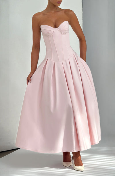 Salma Midi Dress - Blush | Babyboo Fashion - Elegant Pink Midi Dress Salma Midi Dress - Blush | Babyboo Fashion - Elegant Pink Midi Dress