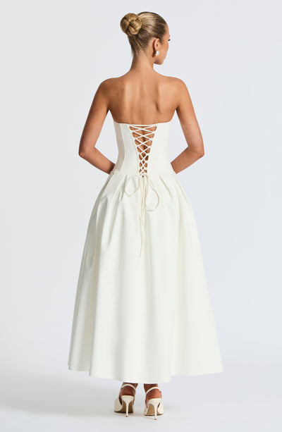 Elegant Salma Midi Dress - Ivory | Babyboo Fashion | White Midi Dress Elegant Salma Midi Dress - Ivory | Babyboo Fashion | White Midi Dress
