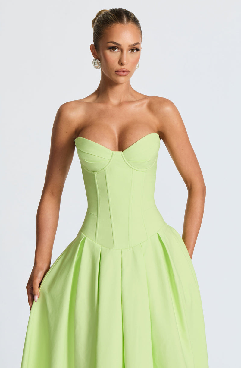 Salma Midi Dress - Lime by Babyboo Fashion | Trendy Green Midi Dress Salma Midi Dress - Lime by Babyboo Fashion | Trendy Green Midi Dress