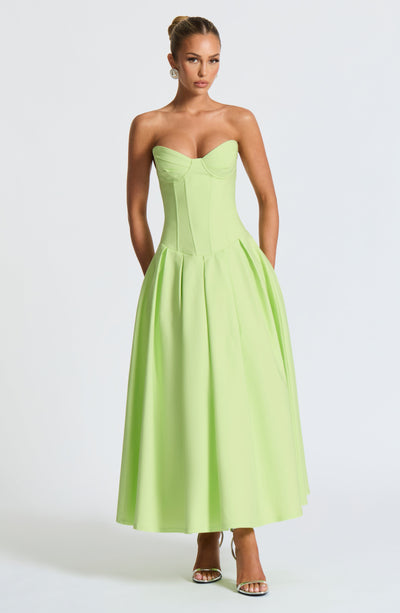 Salma Midi Dress - Lime by Babyboo Fashion | Trendy Green Midi Dress Salma Midi Dress - Lime by Babyboo Fashion | Trendy Green Midi Dress