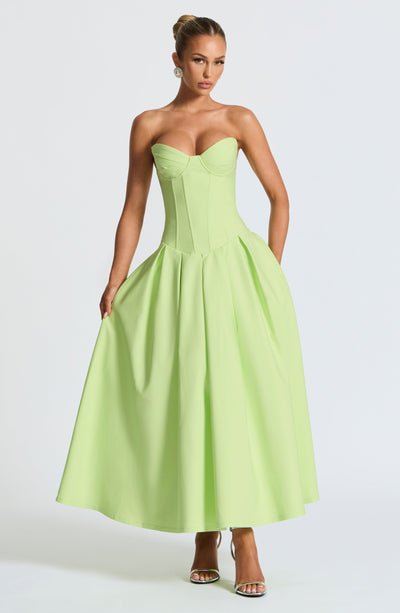 Salma Midi Dress - Lime by Babyboo Fashion | Trendy Green Midi Dress Salma Midi Dress - Lime by Babyboo Fashion | Trendy Green Midi Dress