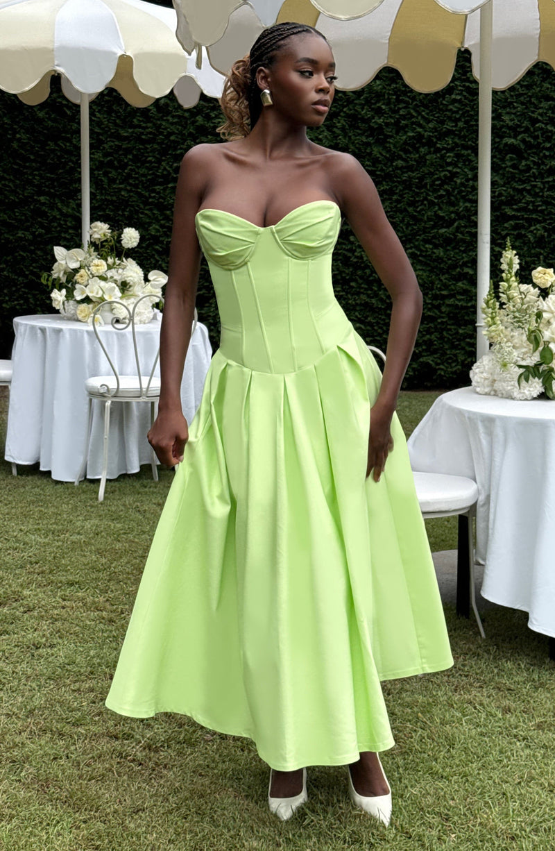 Salma Midi Dress - Lime by Babyboo Fashion | Trendy Green Midi Dress Salma Midi Dress - Lime by Babyboo Fashion | Trendy Green Midi Dress