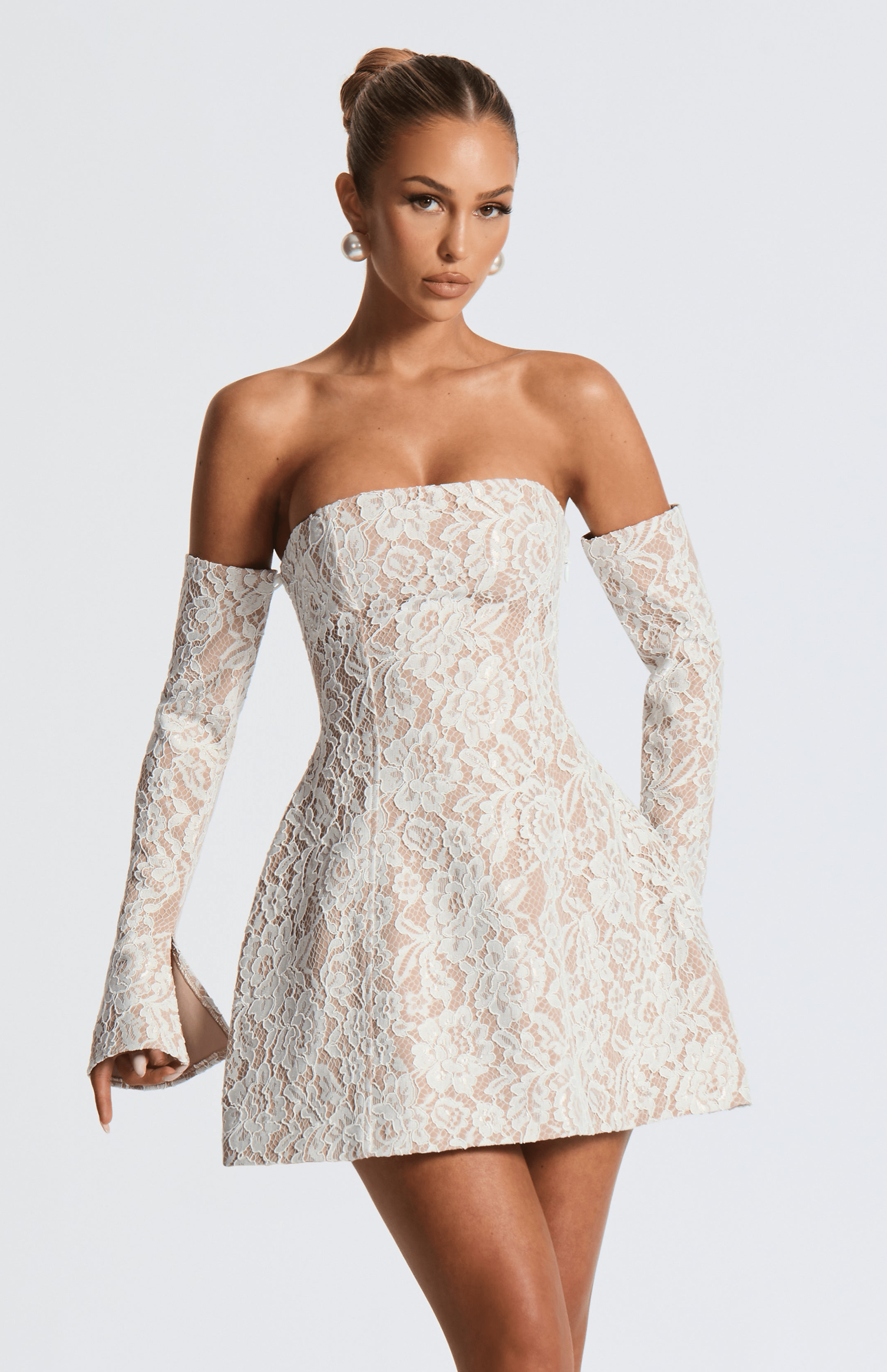 White Mini Dress - Salone Mini Dress - Ivory | Babyboo Fashion