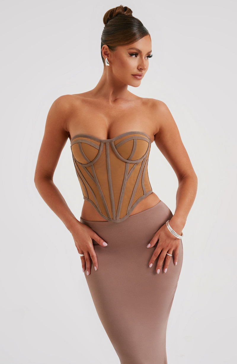 Santanna Corset - Chocolate/Nude Dress XS Babyboo Fashion Premium Exclusive Design