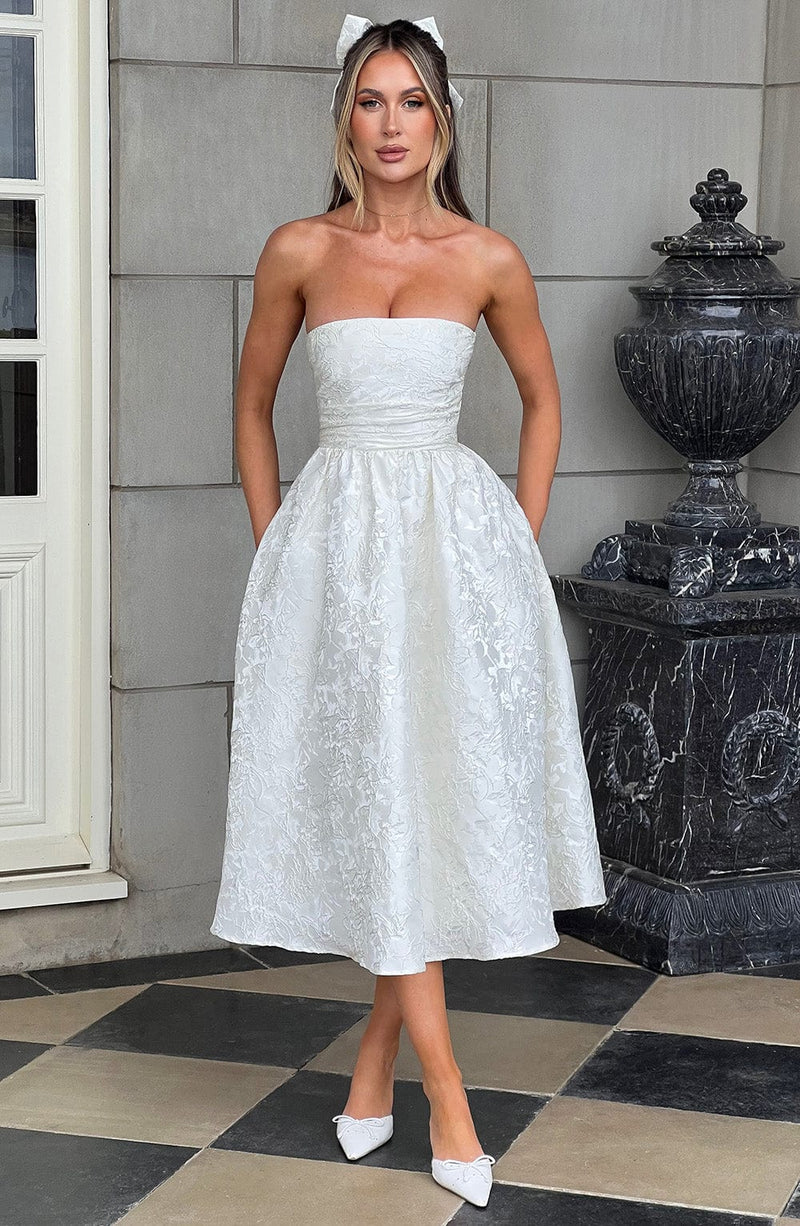 sophia vintage ivory lace fitted midi dress House Of CB Sophia Vintage Ivory Lace Midi Dress