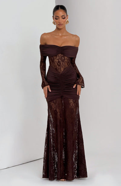 Brown Maxi Dress - Sauline Maxi Dress - Plum Brown | Babyboo Fashion Brown Maxi Dress - Sauline Maxi Dress - Plum Brown | Babyboo Fashion