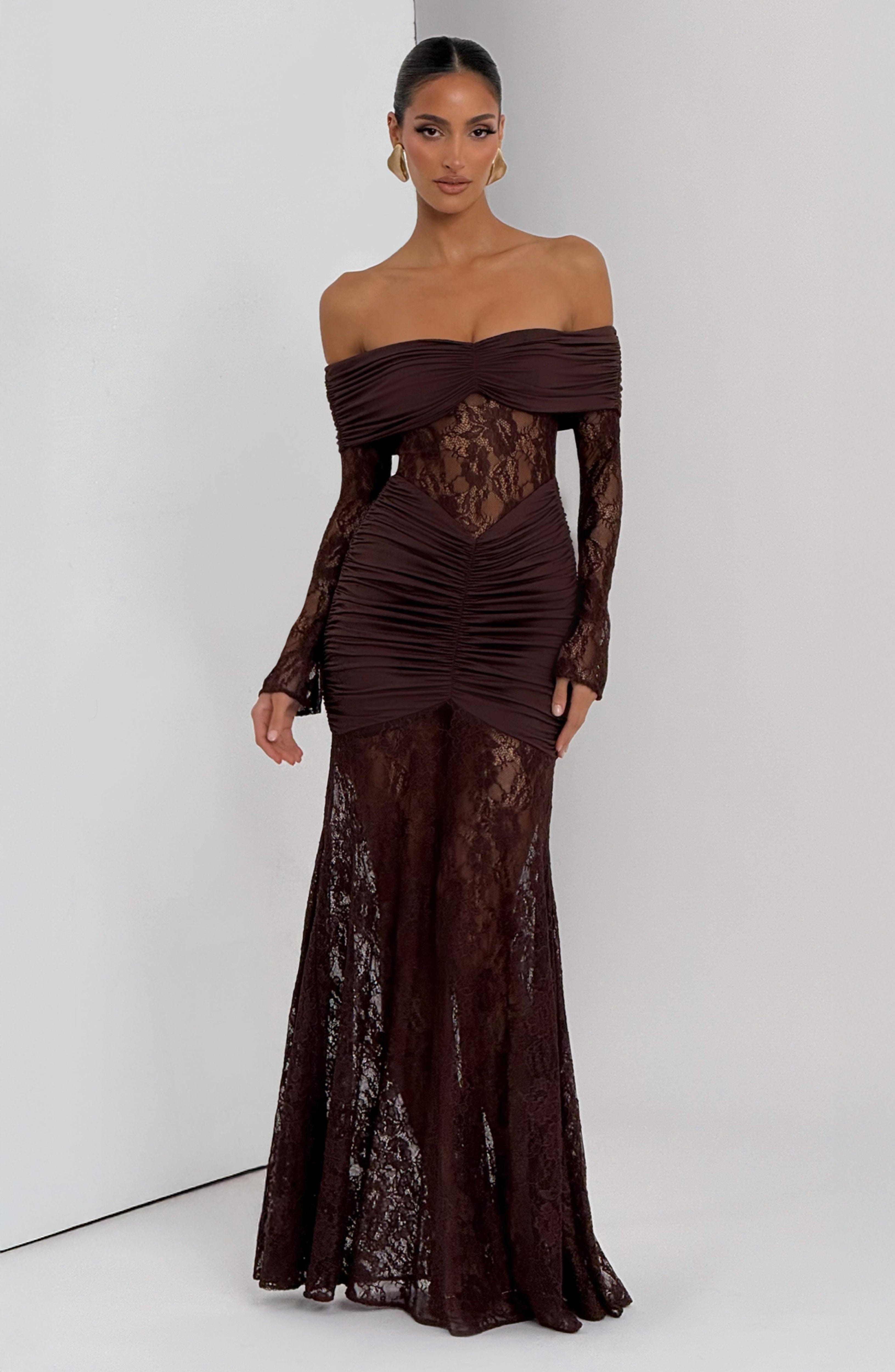 Brown Maxi Dress - Sauline Maxi Dress