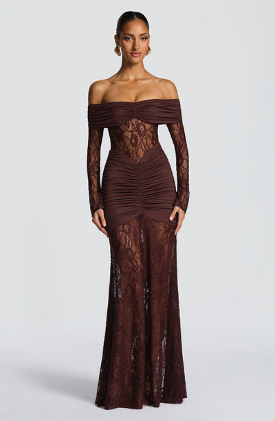 Brown Maxi Dress - Sauline Maxi Dress - Plum Brown | Babyboo Fashion Brown Maxi Dress - Sauline Maxi Dress - Plum Brown | Babyboo Fashion