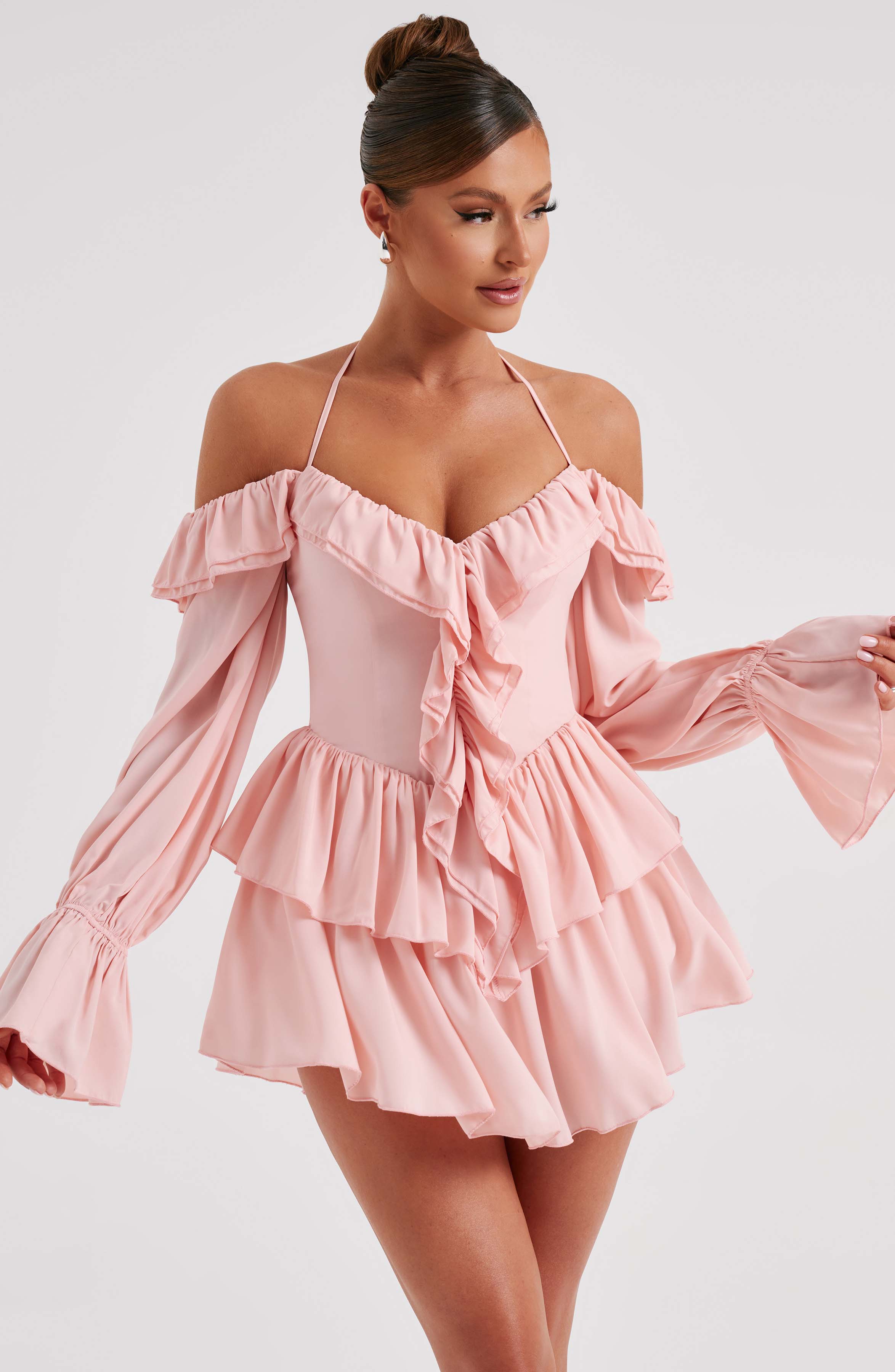 BABINE BABY PINK RUFFLE PLAYSUIT main image 1
