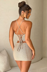 Selma Mini Skirt - Beige Skirt Babyboo Fashion Premium Exclusive Design