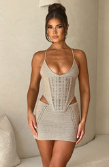 Selma Mini Skirt - Beige Skirt XS Babyboo Fashion Premium Exclusive Design