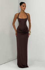 Sharona Maxi Dress - Plum Brown Dress Babyboo Fashion Premium Exclusive Design