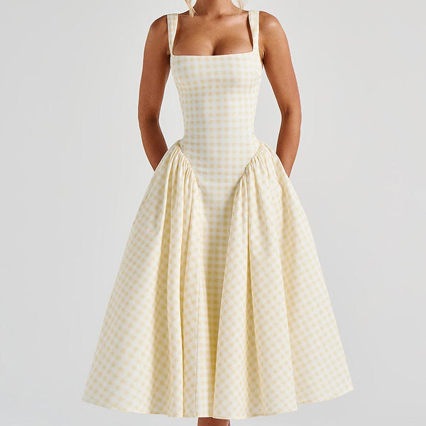 Lemon Gingham Sherrie Midi Dress | Babyboo Fashion Lemon Gingham Sherrie Midi Dress | Babyboo Fashion