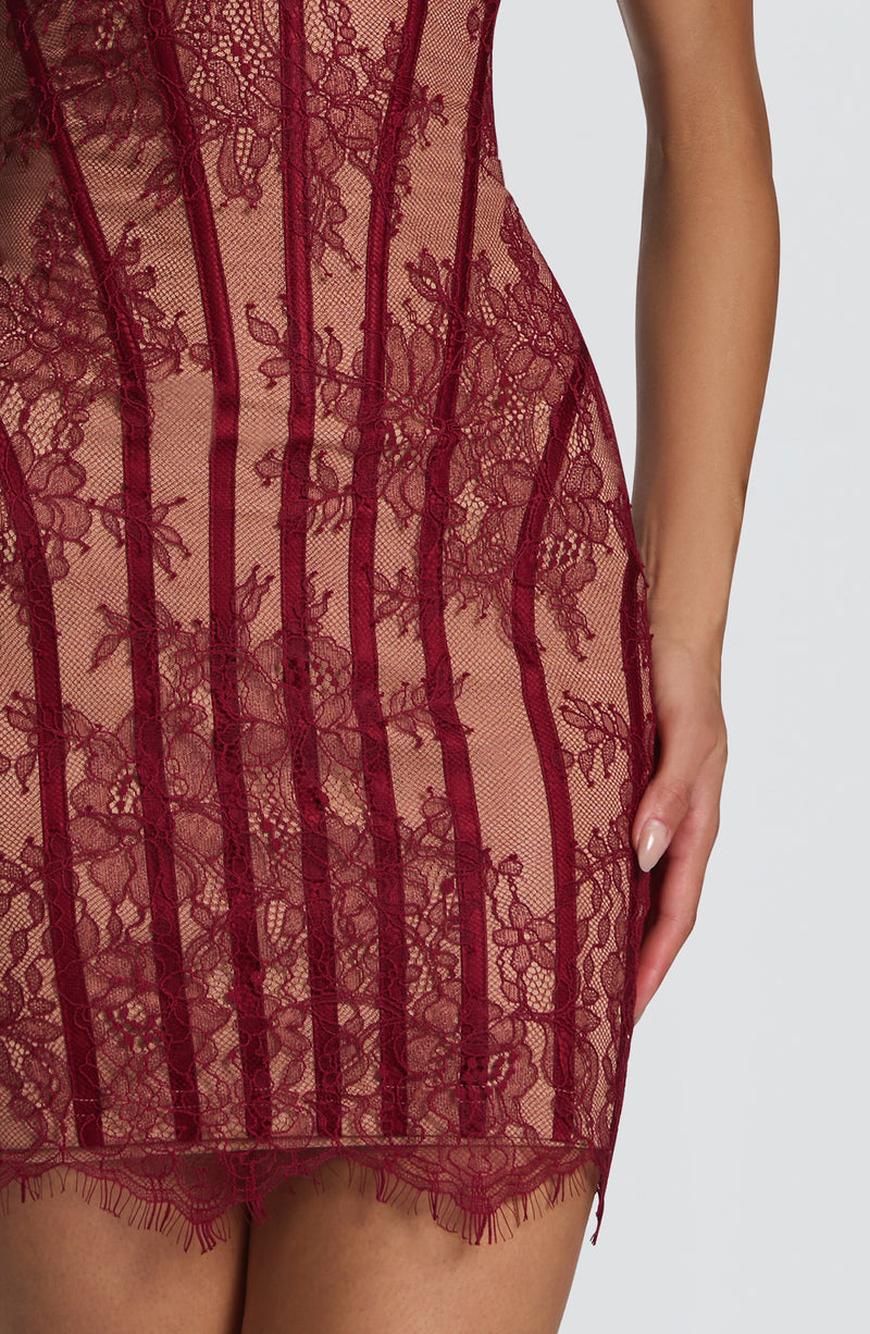 Red Mini Dress - Sian Mini Dress - Burgundy | Babyboo Fashion