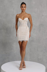 Sian Mini Dress - Ivory Embellishment Dress Babyboo Fashion Premium Exclusive Design