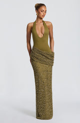Solea Maxi Dress - Deep Olive Dress Babyboo Fashion Premium Exclusive Design