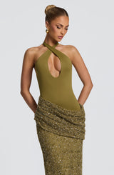 Solea Maxi Dress - Deep Olive Dress Babyboo Fashion Premium Exclusive Design