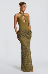Solea Maxi Dress - Deep Olive Dress Babyboo Fashion Premium Exclusive Design