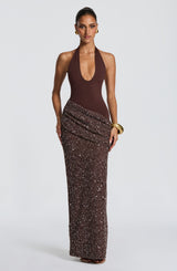 Solea Maxi Dress - Plum Brown Dress Babyboo Fashion Premium Exclusive Design