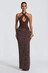 Solea Maxi Dress - Plum Brown Dress XS Babyboo Fashion Premium Exclusive Design