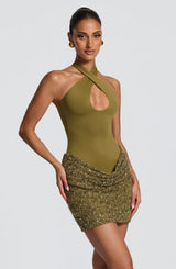 Solea Mini Dress - Deep Olive Dress Babyboo Fashion Premium Exclusive Design