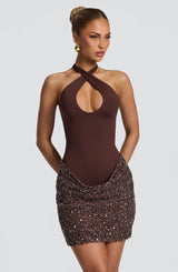 Solea Mini Dress - Plum Brown Dress XS Babyboo Fashion Premium Exclusive Design