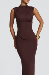 Soline Maxi Dress - Plum Brown Dress Babyboo Fashion Premium Exclusive Design