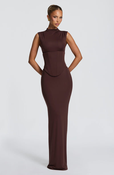 soliana maxi dress Babyboo Soline in Plum Brown Size M Designed with an asymmetric Darcy Leopard Maxi Dress Size:8 US Women (5 AU/UK) built-in-outlets