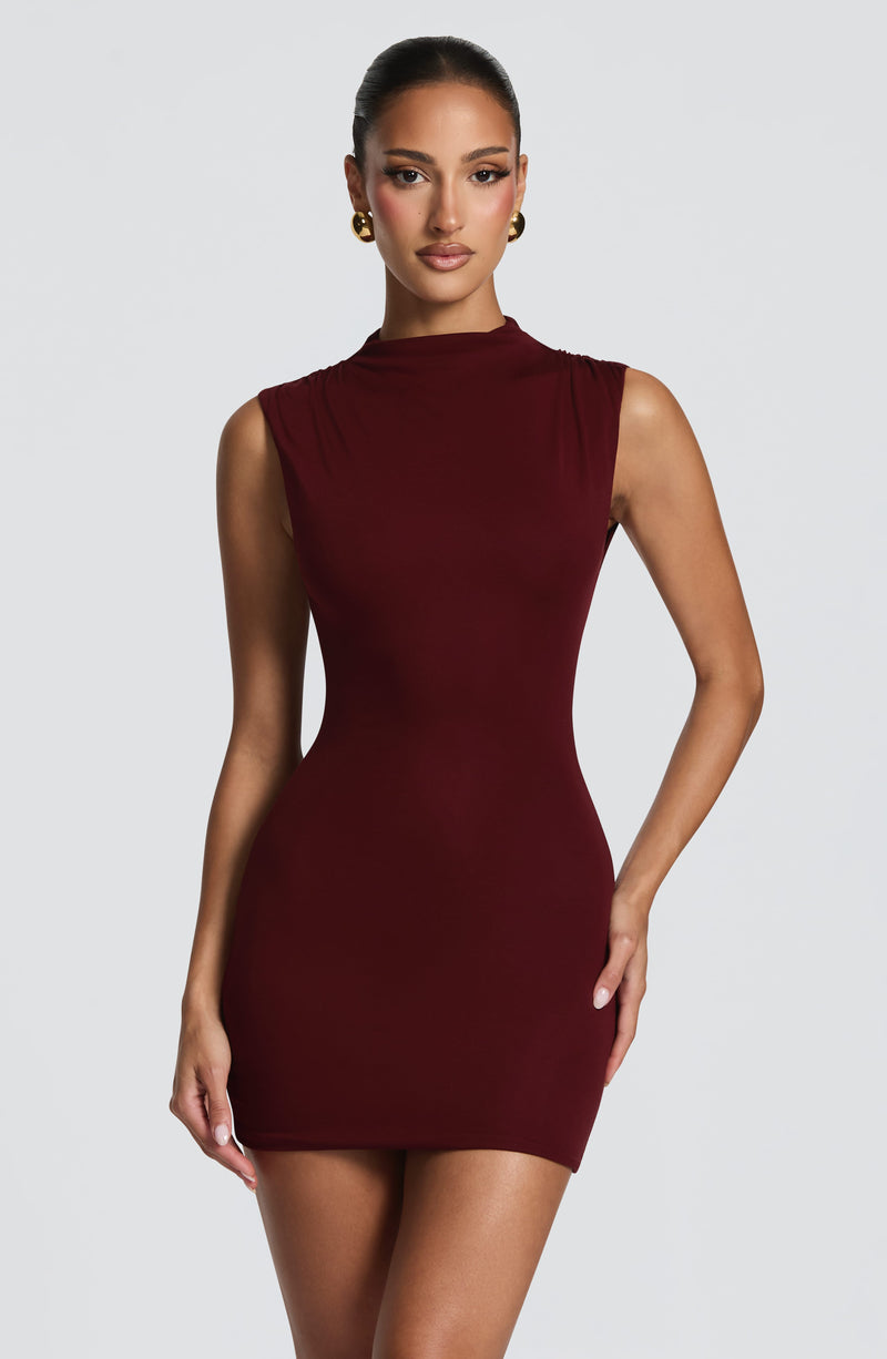 basic mini dress Babyboo Soline in Cherry Lacquer Size M Size CN/US:S / 2 long-sleeves-prom-dresses structured shape without feeling Ivory Off-shoulder Illusion Long