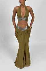 Sophie Maxi Skirt - Deep Olive Skirt Babyboo Fashion Premium Exclusive Design
