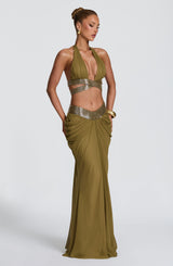 Sophie Maxi Skirt - Deep Olive Skirt Babyboo Fashion Premium Exclusive Design