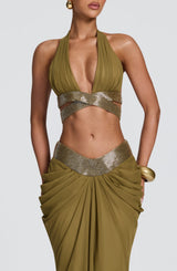 Sophie Maxi Skirt - Deep Olive Skirt Babyboo Fashion Premium Exclusive Design