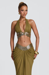 Sophie Maxi Skirt - Deep Olive Skirt Babyboo Fashion Premium Exclusive Design