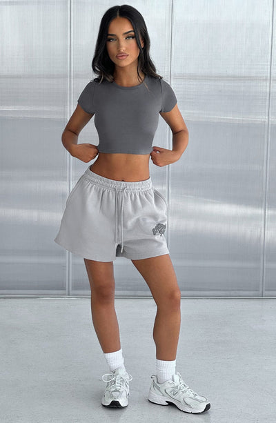 Studio Cap Sleeve Crop - Charcoal Tops Babyboo Fashion Premium Exclusive Design