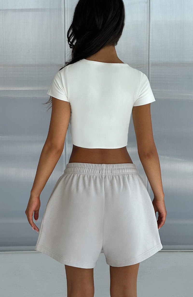 Studio Cap Sleeve Crop - White Tops Babyboo Fashion Premium Exclusive Design
