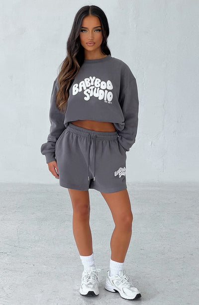 Studio Shorts - Charcoal/White Shorts Babyboo Fashion Premium Exclusive Design