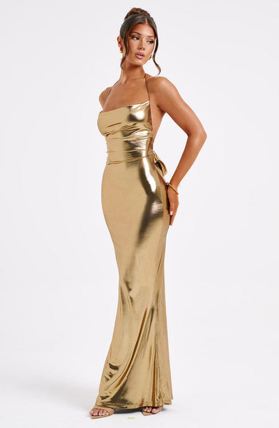Talisa Maxi Dress - Gold Babyboo Fashion Talisa Maxi Dress - Gold Babyboo Fashion