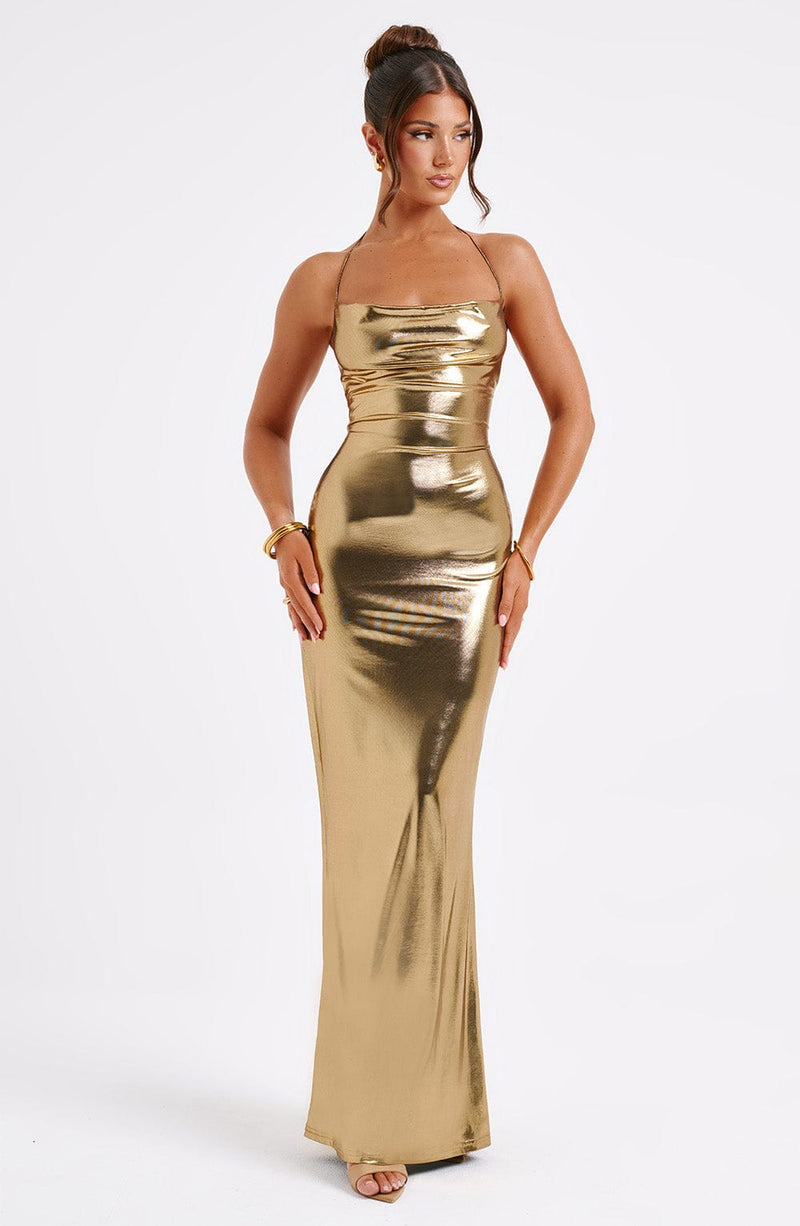 Talisa Maxi Dress - Gold Babyboo Fashion Talisa Maxi Dress - Gold Babyboo Fashion
