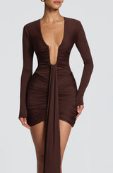 Tara Mini Dress - Plum Brown Dress Babyboo Fashion Premium Exclusive Design