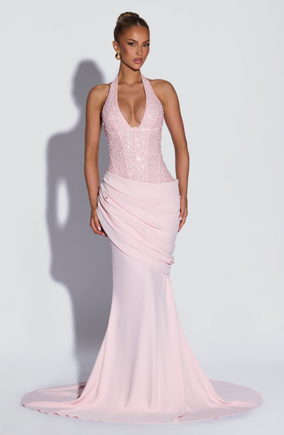 Shop the Taylor Gown - Blush Maxi Dress | Babyboo Fashion Shop the Taylor Gown - Blush Maxi Dress | Babyboo Fashion