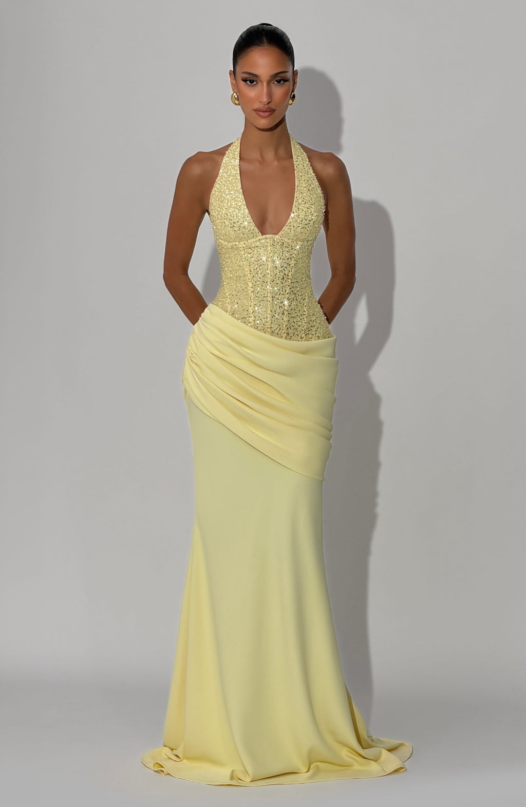 Yellow Maxi Dress - Taylor Gown in Lemon by Babyboo Fashion