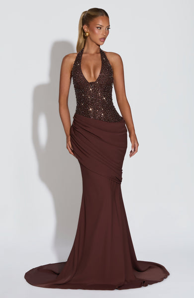 Babyboo Taylor Gown in Plum Brown Size M