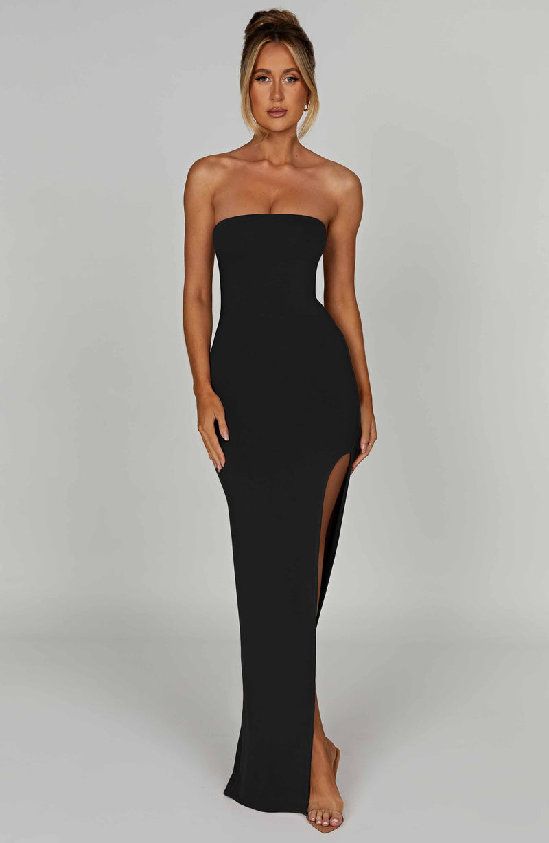 Black Plisse Split Leg Maxi Dress Dresses PrettyLittleThing, 44% OFF