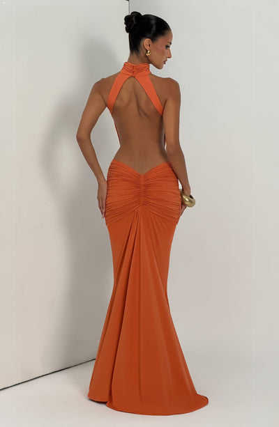 burnt orange backless dress Thekla Maxi Dress
