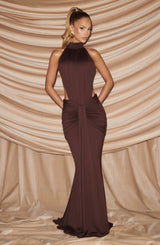 Thekla Maxi Dress - Plum Brown Dress Babyboo Fashion Premium Exclusive Design