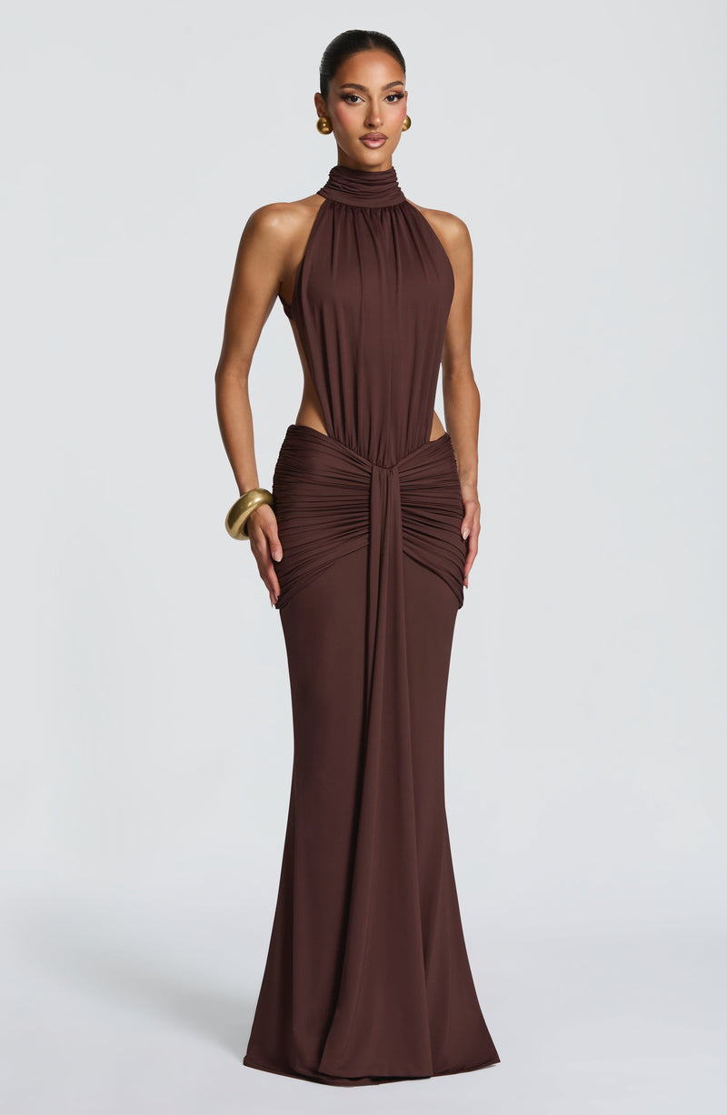 Buy Thekla Maxi Dress - Plum Brown | Babyboo Fashion