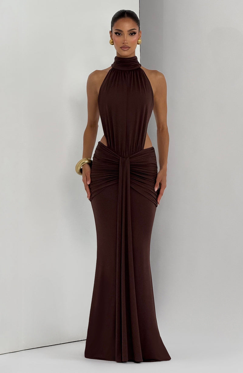 Buy Thekla Maxi Dress - Plum Brown | Babyboo Fashion